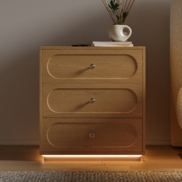 Modern Smart Bedside Table with Light 2 Drawer Bedside Table with Charging Station - thumbnail 2