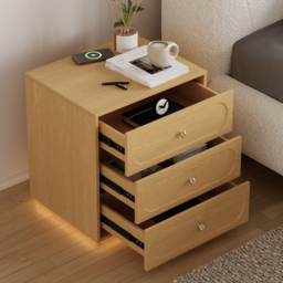 Modern Smart Bedside Table with Light 2 Drawer Bedside Table with Charging Station - thumbnail 4