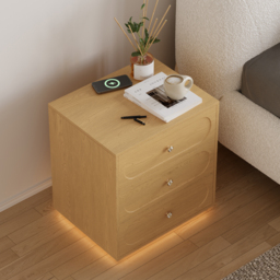Modern Smart Bedside Table with Light 2 Drawer Bedside Table with Charging Station - thumbnail 3