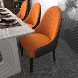 Darg 6-Piece Modern PU Leather Dining Chairs in Orange & Black with Metal Legs - thumbnail 9