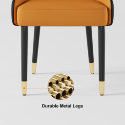 Darg 6-Piece Modern PU Leather Dining Chairs in Orange & Black with Metal Legs - thumbnail 6
