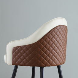 Modern PU Leather Counter Height Breakfast Bar Stool with Full Back & Arms in Beige for Kitchen Island - thumbnail 5