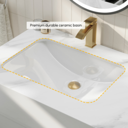 1500mm Double Sink Bathroom Vanity with Gold Handles – White Modern Floating Vanity - thumbnail 7