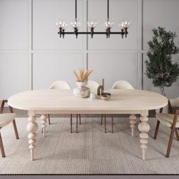 2000mm-2400mm Mid-Century Oval Extendable Dining Table Whitewash Seats 6-10 People - thumbnail 4