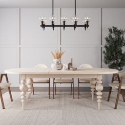 2000mm-2400mm Mid-Century Oval Extendable Dining Table Whitewash Seats 6-10 People - thumbnail 3