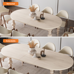 2000mm-2400mm Mid-Century Oval Extendable Dining Table Whitewash Seats 6-10 People - thumbnail 7