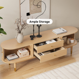 "72"" Ash Wood Fluted TV Stand with Storage" - thumbnail 8