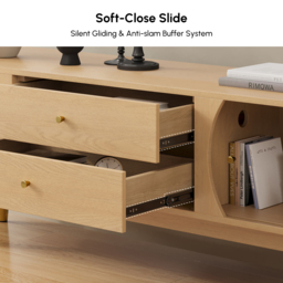 "72"" Ash Wood Fluted TV Stand with Storage" - thumbnail 9