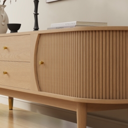 "72"" Ash Wood Fluted TV Stand with Storage" - thumbnail 6