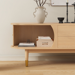 "72"" Ash Wood Fluted TV Stand with Storage" - thumbnail 7