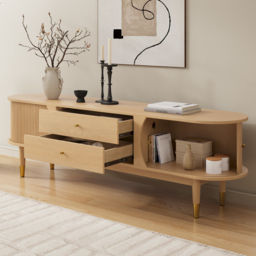 "72"" Ash Wood Fluted TV Stand with Storage" - thumbnail 4