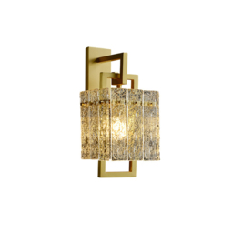 Jewell Modern 1-Light Brass Decorative Wall Sconce with Water-ripple Glass Shade - thumbnail 6