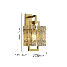 Jewell Modern 1-Light Brass Decorative Wall Sconce with Water-ripple Glass Shade - thumbnail 7