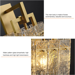 Jewell Modern 1-Light Brass Decorative Wall Sconce with Water-ripple Glass Shade - thumbnail 8