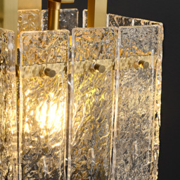 Jewell Modern 1-Light Brass Decorative Wall Sconce with Water-ripple Glass Shade - thumbnail 4
