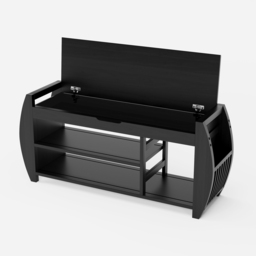 40'' Solid Wood Black Shoe Storage Entryway Bench with Shoe Rack - thumbnail 9