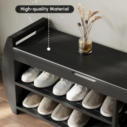 40'' Solid Wood Black Shoe Storage Entryway Bench with Shoe Rack - thumbnail 5