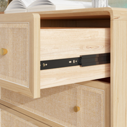 Mid-century Modern Tural 1360 mm Nordic Natural Bedroom Dresser with 6 Drawers Rattan Woven in Gold - thumbnail 5
