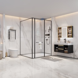 100 cm Floating Bathroom Vanity Set Cultured Marble Black with Ceramic Sink & 2 Drawers - thumbnail 5