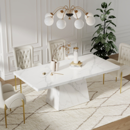 200 cm Modern Rectangular Sintered Stone Dining Table, Indoor/Outdoor, Seats 6-8 - thumbnail 1