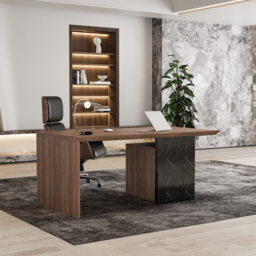 Adjustable Upholstered Swivel Office Desk Chair Faux Leather Comfy Office Chair in Black - thumbnail 1