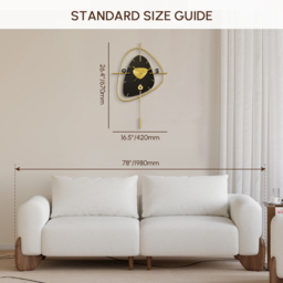 640mm Black Creative Scandinavian Wall Clock Metal Pendulum Home Clock for Living Room - thumbnail 8