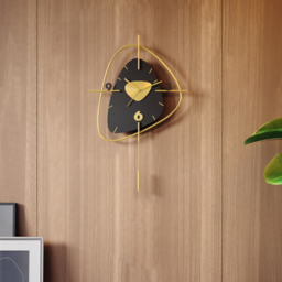 640mm Black Creative Scandinavian Wall Clock Metal Pendulum Home Clock for Living Room - thumbnail 4