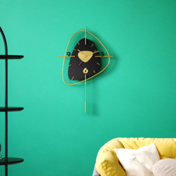 640mm Black Creative Scandinavian Wall Clock Metal Pendulum Home Clock for Living Room - thumbnail 6