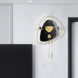 640mm Black Creative Scandinavian Wall Clock Metal Pendulum Home Clock for Living Room - thumbnail 3