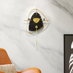 640mm Black Creative Scandinavian Wall Clock Metal Pendulum Home Clock for Living Room - thumbnail 5