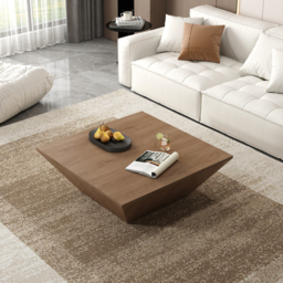 Modern Wood Coffee Table with Storage Square Drum Coffee Table with 1-Drawer - thumbnail 1