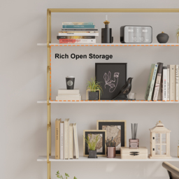 "1800mm Modern White Tall Freestanding Wooden Office 4 Shelves Etagere Bookcase in Gold " - thumbnail 8
