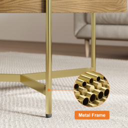 Round Lift-Top White & Walnut Coffee Table with Storage White & Walnut - thumbnail 9