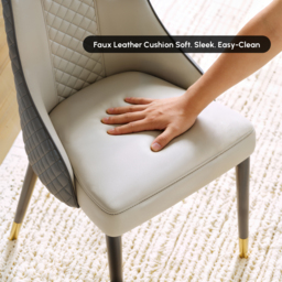 Diamic Modern Gray 6-Piece Dining Chairs Upholstered Faux Leather High Back - thumbnail 8