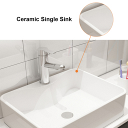 80 cm Black & White Floating Bathroom Vanity Faux Marble Top Ceramic Countertop Basin - thumbnail 8