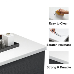 80 cm Black & White Floating Bathroom Vanity Faux Marble Top Ceramic Countertop Basin - thumbnail 6