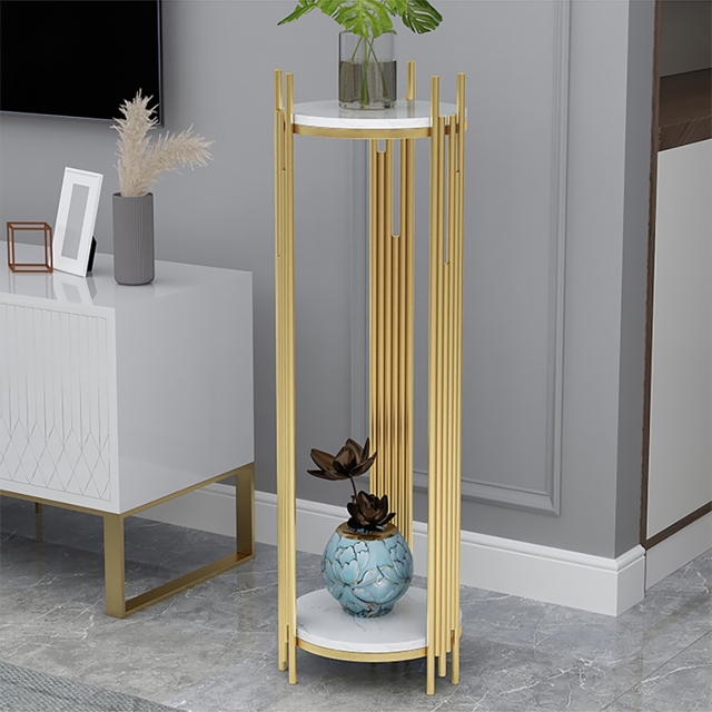90 cm Tall Metal 2-Tiered Plant Stand Modern Corner Plant Stand Indoor - image 1