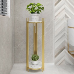 90 cm Tall Metal 2-Tiered Plant Stand Modern Corner Plant Stand Indoor - thumbnail 4