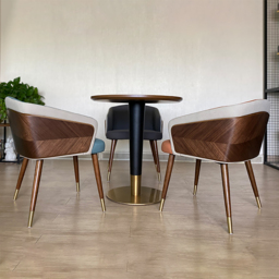 Mid-Century Modern Dining Chair Single Arm Chair Upholstered Leath-Aire - thumbnail 2