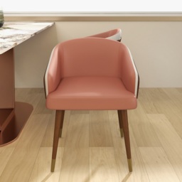 Mid-Century Modern Dining Chair Single Arm Chair Upholstered Leath-Aire - thumbnail 3