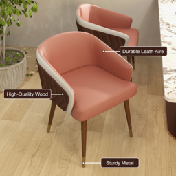 Mid-Century Modern Dining Chair Single Arm Chair Upholstered Leath-Aire - thumbnail 9
