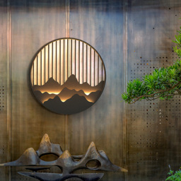 Outdoor Flush Mounted Wall Lighting Sconces LED Circle Layered Mountain Pattern - thumbnail 1