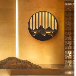 Outdoor Flush Mounted Wall Lighting Sconces LED Circle Layered Mountain Pattern - thumbnail 2
