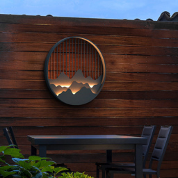 Outdoor Flush Mounted Wall Lighting Sconces LED Circle Layered Mountain Pattern - thumbnail 4
