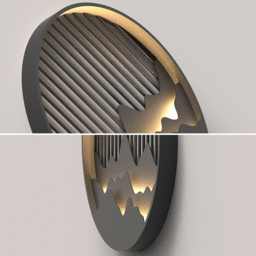 Outdoor Flush Mounted Wall Lighting Sconces LED Circle Layered Mountain Pattern - thumbnail 6