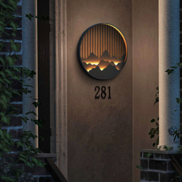Outdoor Flush Mounted Wall Lighting Sconces LED Circle Layered Mountain Pattern - thumbnail 5