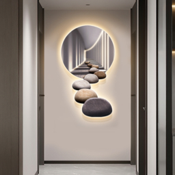 800mm LED Acrylic Modern Abstract Stone Corridor Wall Art Decor Living Room Bedroom - thumbnail 1