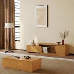 Fero Natural Extendable TV Stand with 3 Drawers 1200 mm - 1800 mm - thumbnail 5