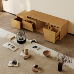 Fero Natural Extendable TV Stand with 3 Drawers 1200 mm - 1800 mm - thumbnail 4