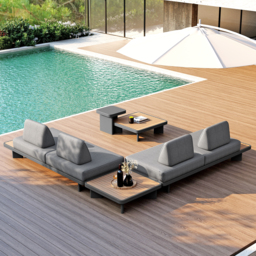 5 PCS L Shaped Outdoor Sectional Sofa Set Mordern Yard & Patio Furniture for 4-6 Person in Gray Cushion & Pillow Included - thumbnail 3